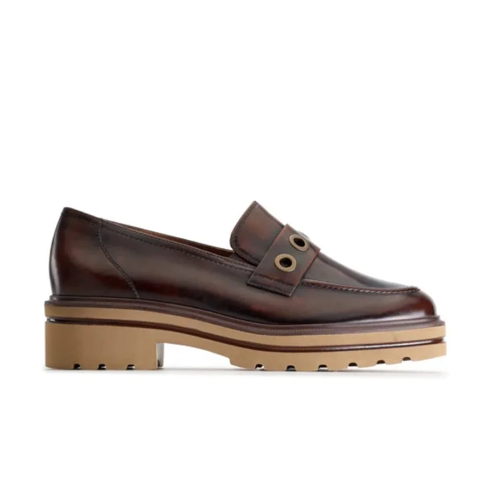 New Paul Green Billie Loafer Tobacco Brushed Leather Sz 7
